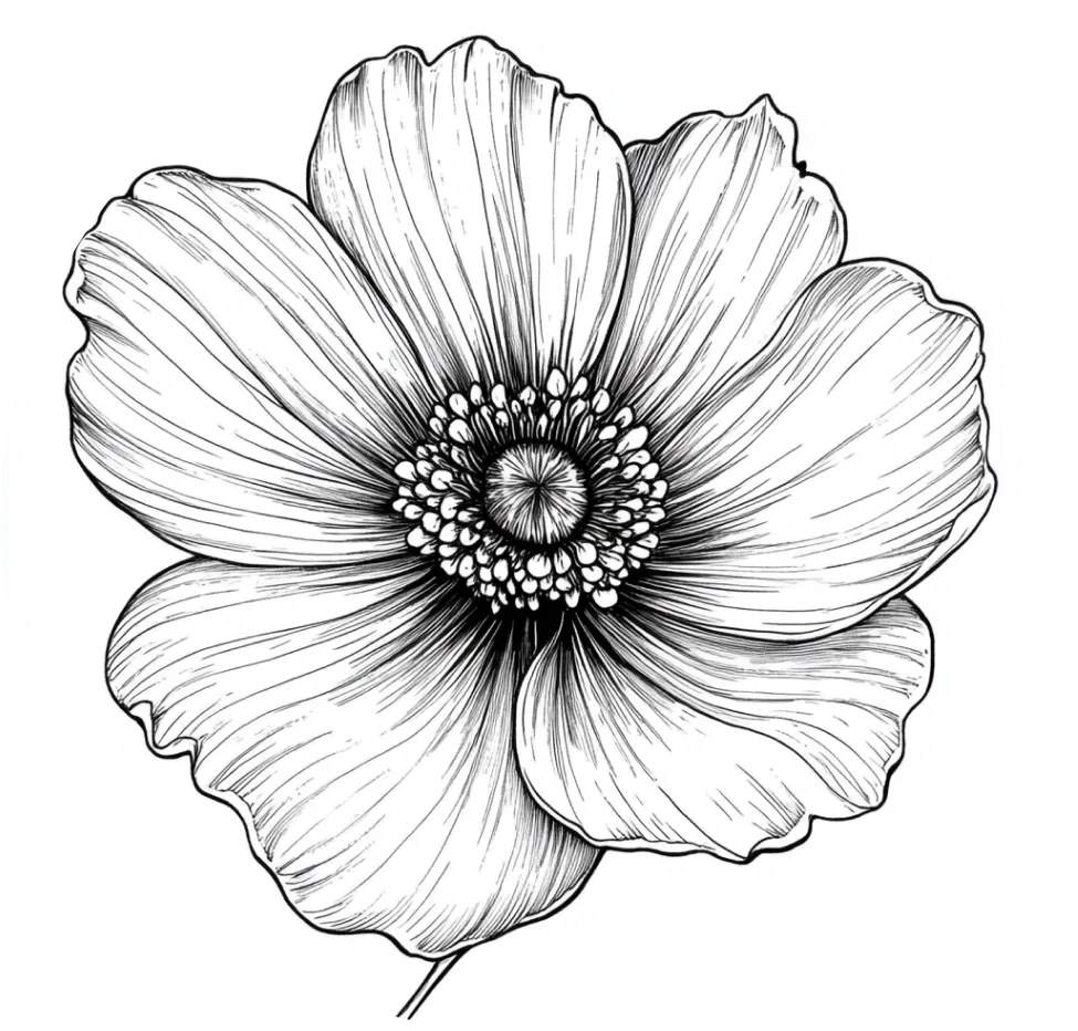 Plantilla de dibujo de flores